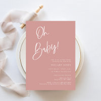 Invitation de Baby shower Bohème Rose/rose poussié