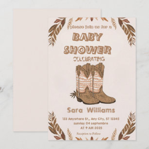 Invitation de baby shower Boho Cowboy Boots