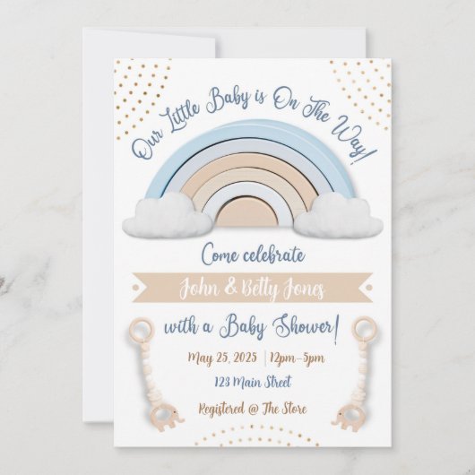 Invitation de Baby shower Boho personnalisée (Devant)