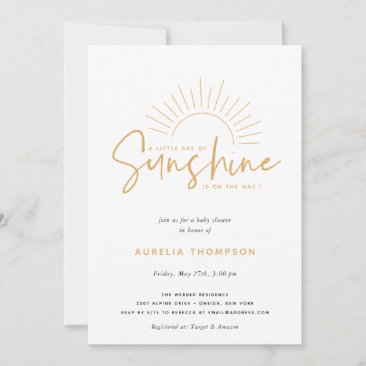 Invitation de Baby shower Boho Sunshine (Devant)