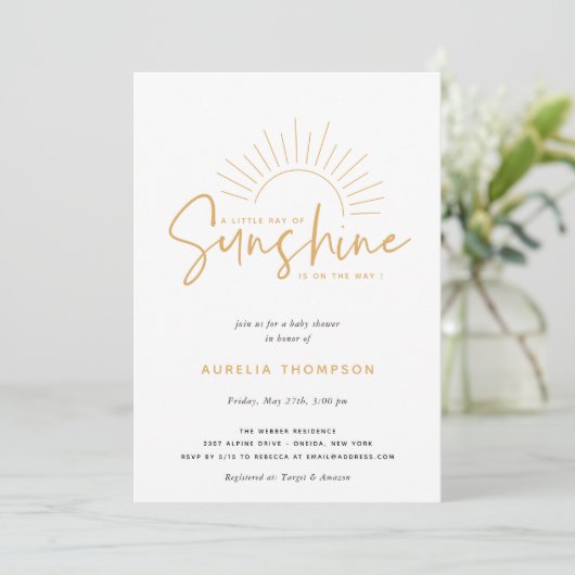 Invitation de Baby shower Boho Sunshine (Debout devant)