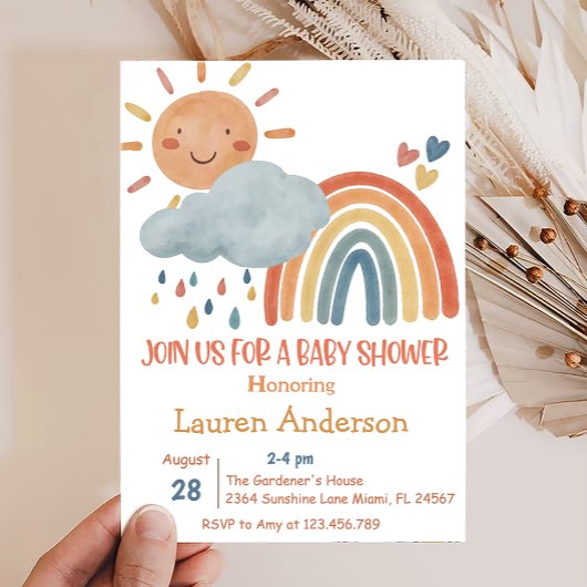 Invitation de Baby shower Boho Sunshine