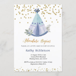 Invitation de Baby shower Boho Teepee