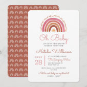 Invitation de Baby Shower Boho Tons Assourdis Arc- (Devant / Derrière)