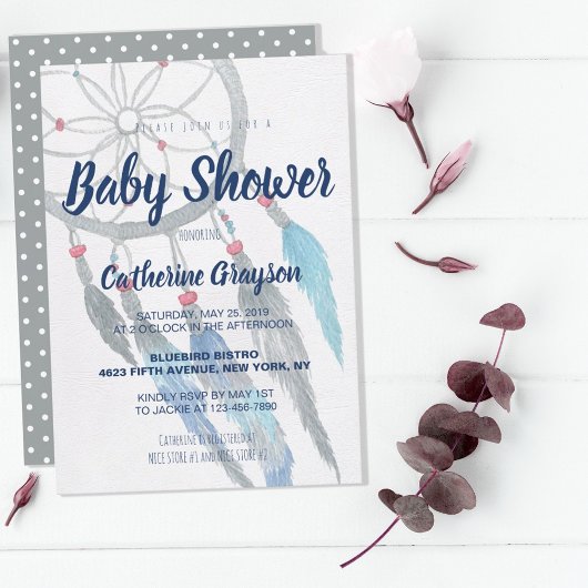 Invitation de Baby shower Boho Tribal Dreamcatcher
