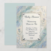 Invitation de baby shower botanique bleue (Devant / Derrière)