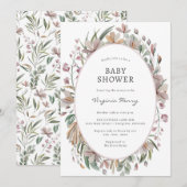 Invitation de Baby shower botanique élégant (Devant / Derrière)