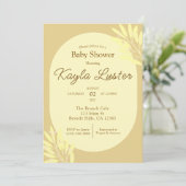 Invitation de Baby shower botanique jaune (Debout devant)