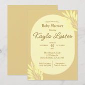 Invitation de Baby shower botanique jaune (Devant / Derrière)