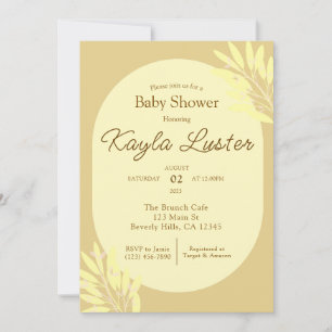 Invitation de Baby shower botanique jaune