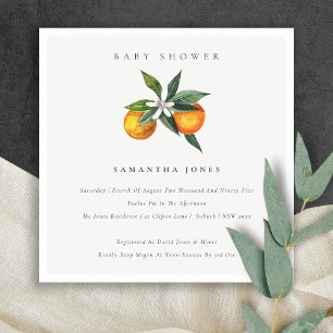 Invitation de Baby shower botanique orange minimal
