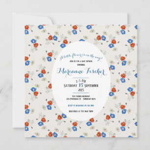 Invitation de baby shower botanique rouge blanc &