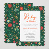 Invitation de baby shower botanique verte (Devant / Derrière)