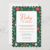 Invitation de baby shower botanique verte (Devant)