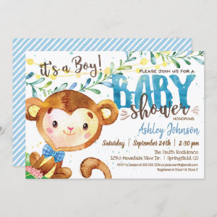 Invitation de Baby shower Boy Monkey