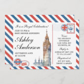 Invitation de Baby shower britannique à Londres (Devant / Derrière)