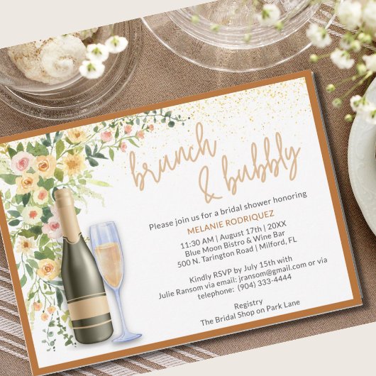 Invitation de Baby Shower Brunch & Bubbly