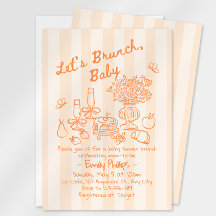 Invitation de Baby Shower Brunch | Rayures orange