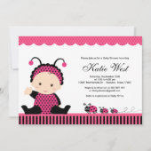 Invitation de Baby shower Bug Lady Rose (Devant)