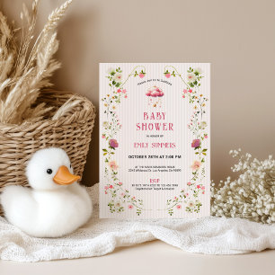 Invitation de Baby Shower Cadre Floral Coloré