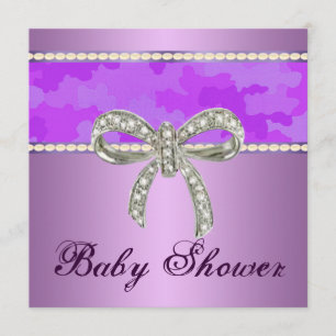 Invitation de Baby shower Camo Diamond Bow