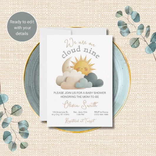 Invitation de Baby Shower Céleste Cloud Nine