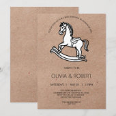 Invitation de Baby Shower Cheval à Bascule en Papi (Devant / Derrière)
