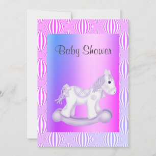 INVITATION DE BABY SHOWER CHEVAL À ROCHER CLAIR