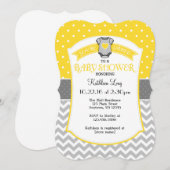 Invitation de Baby shower Chevron Gray Jaune Polka (Devant / Derrière)