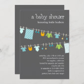 Invitation de Baby shower Chic Clothesline (Garçon (Devant / Derrière)