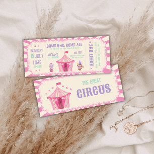 Invitation de baby shower cirque vintage rose Carn