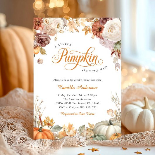Invitation de Baby shower Citrouille Automne