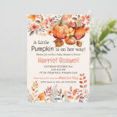 Invitation de Baby shower Citrouille, ÉDITABLE (Debout devant)