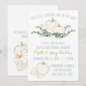 Invitation de Baby shower Citrouille Gold TWIN (Devant / Derrière)