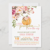 Invitation de Baby shower citrouille - Points Rose (Devant)