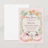 Invitation de Baby shower Citrouille rose automne (Devant / Derrière)