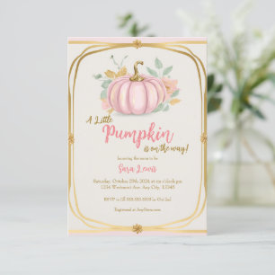 Invitation de baby shower Citrouille rose automne