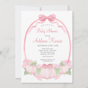 Invitation de Baby shower Citrouille rose En vichy