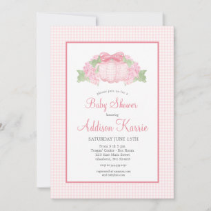 Invitation de Baby shower Citrouille rose En vichy