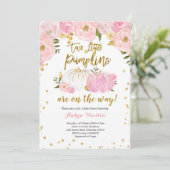 Invitation de Baby shower Citrouille Twin Pink et  (Debout devant)