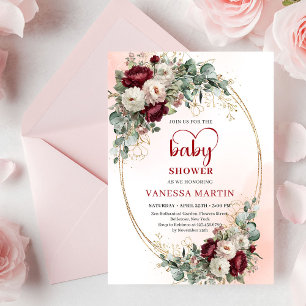 Invitation de baby shower classique aux fleurs de 