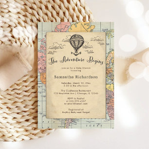 Invitation de Baby Shower Classique Voyage Monde