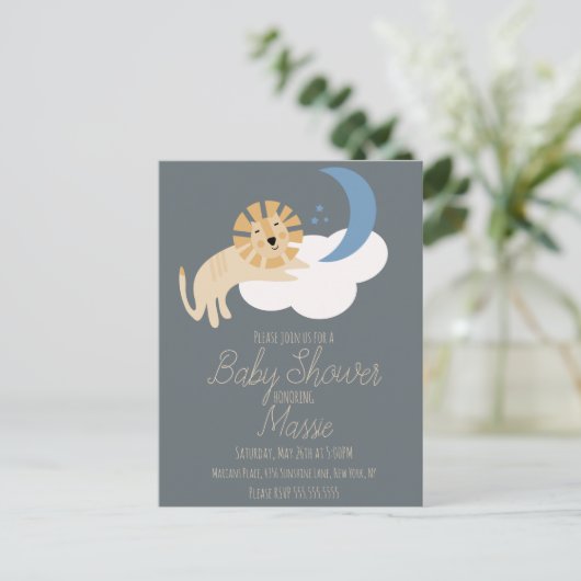 Invitation de Baby shower Cloud Lion Cute (Debout devant)