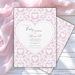Invitation de Baby Shower Cœur Fantaisiste Fleurs