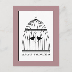Invitation de Baby shower Coeur vintage Birdcage