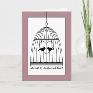 Invitation de Baby shower Coeur vintage Birdcage