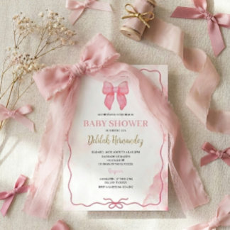 Invitation de baby shower coquette rose pastel esp