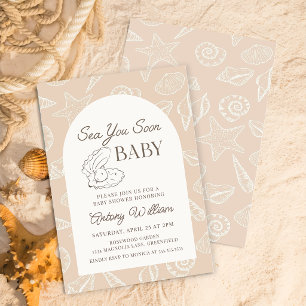 Invitation de Baby Shower Côtière Sea You Soon