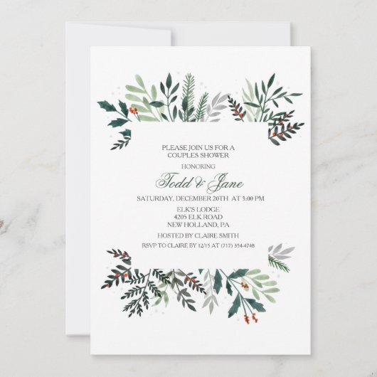 Invitation de Baby Shower Couple Couronne d'Hiver (Devant)
