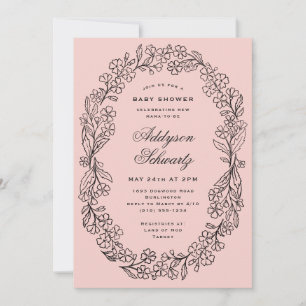 Invitation de Baby Shower Couronne de Fleurs